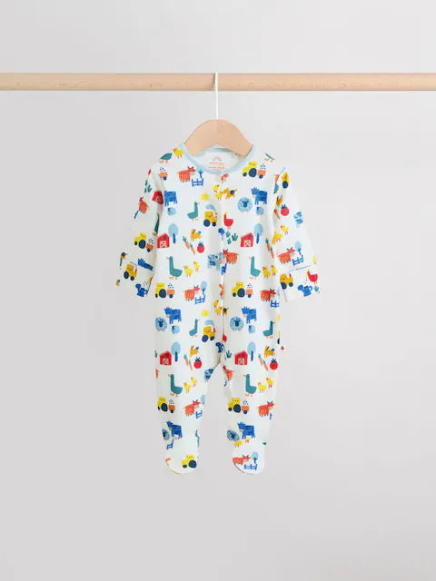 Multi Farm Baby Sleepsuits 3 Pack (0-2yrs)