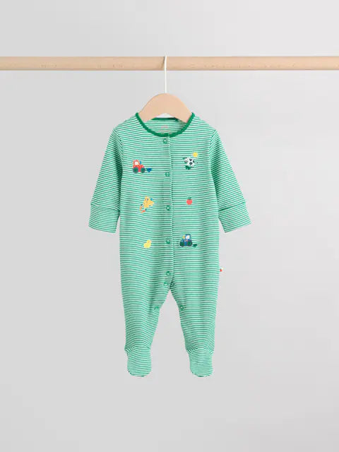 Multi Farm Baby Sleepsuits 3 Pack (0-2yrs)