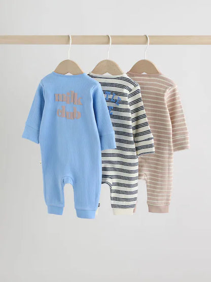 Blue Whale Two Way Zip Baby Sleepsuits 3 Pack (0mths-3yrs)