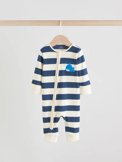 Blue Whale Two Way Zip Baby Sleepsuits 3 Pack (0mths-3yrs)