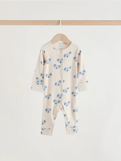 Multi Safari Animal Baby Sleepsuits 4 Pack (0mths-3yrs)
