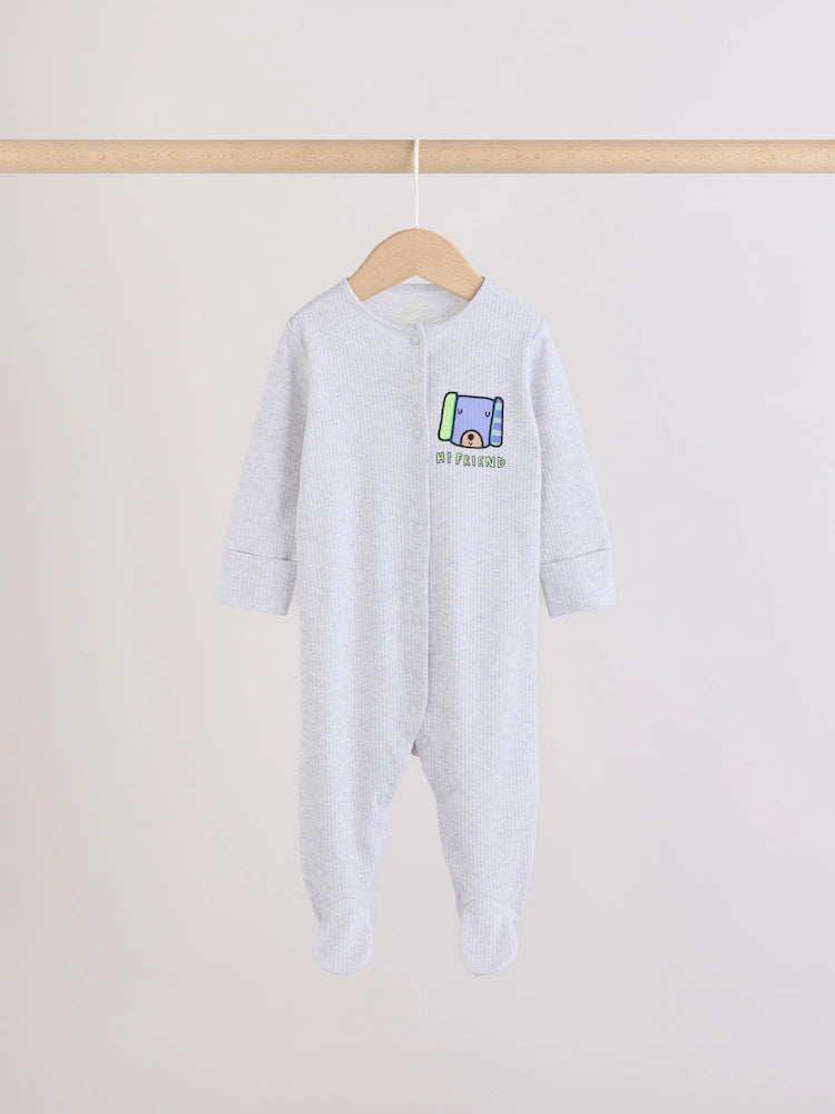 Blue Dog Two Way Zip Baby Sleepsuits 3 Pack (0mths-2yrs)