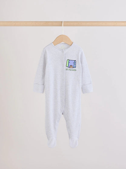 Blue Dog Two Way Zip Baby Sleepsuits 3 Pack (0mths-2yrs)