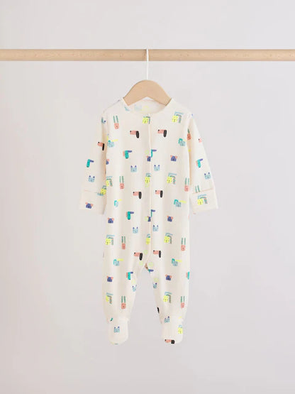 Blue Dog Two Way Zip Baby Sleepsuits 3 Pack (0mths-2yrs)