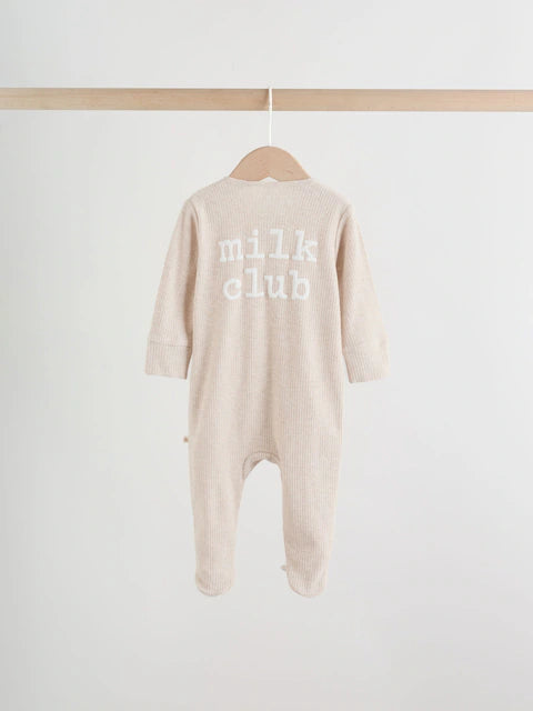 Neutral Milkclub Two Way Zip Baby Sleepsuits 3 Pack (0-2yrs)