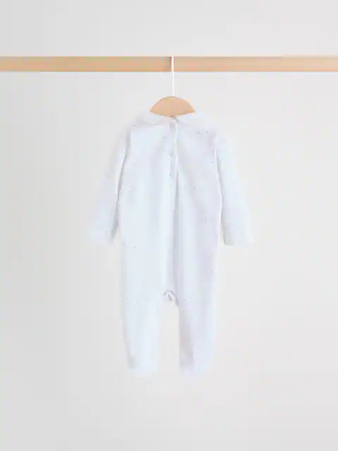 White Collar Baby Sleepsuits 3 Pack (0-2yrs)