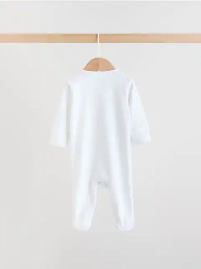White Safari Baby Sleepsuits 3 Pack (0-2yrs)