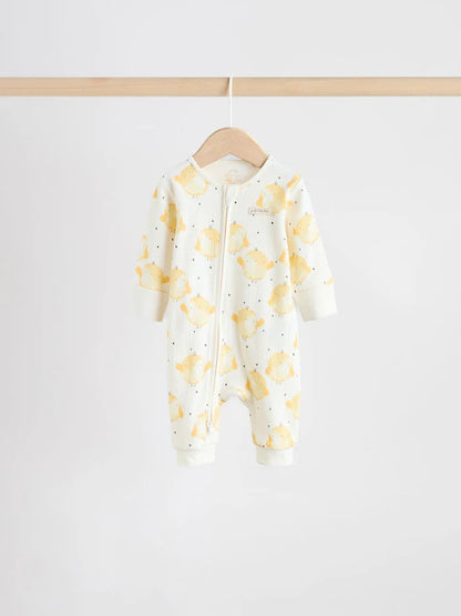 Yellow Spring Character Two Way Zip Baby Sleepsuits 3 Pack (0mths-3yrs)