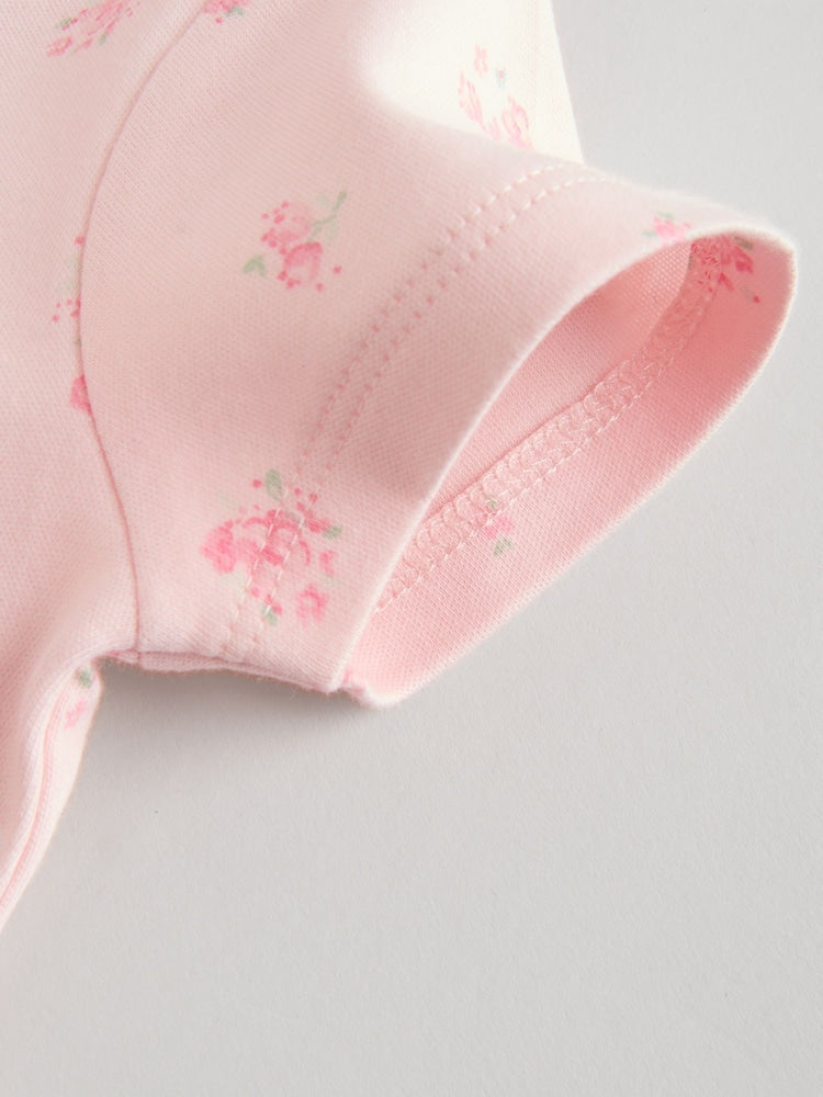 Pink Two Way Zip Baby Rompers 3 Pack (0mths-3yrs)