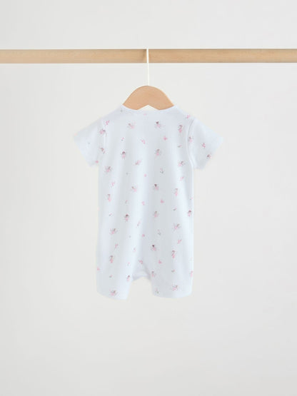 Pink Two Way Zip Baby Rompers 3 Pack (0mths-3yrs)