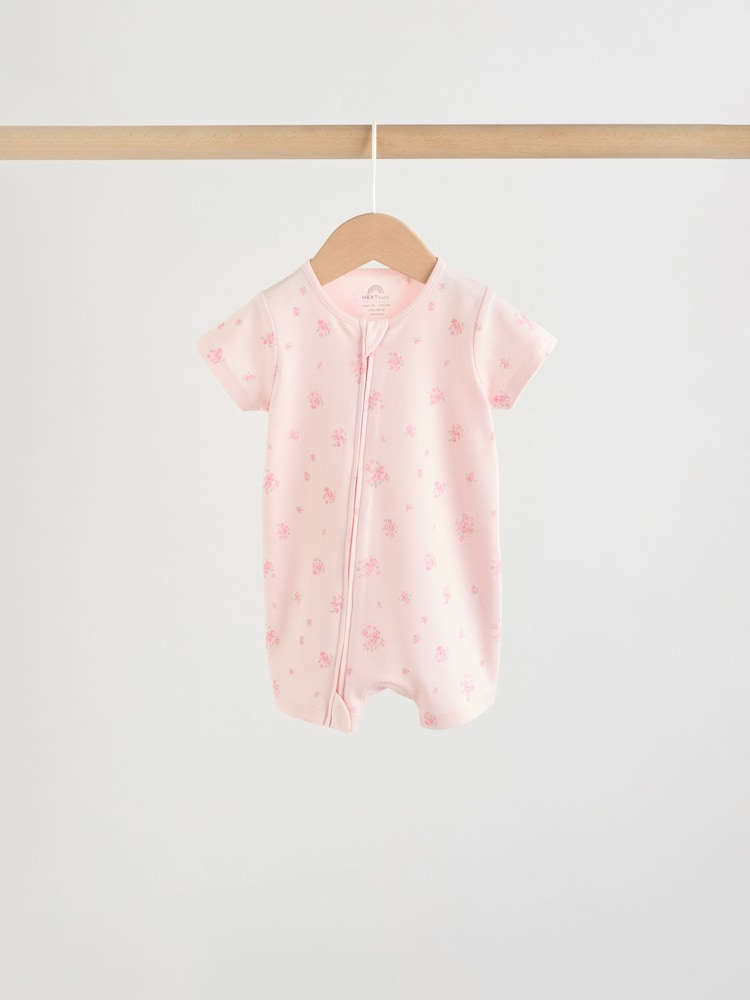 Pink Two Way Zip Baby Rompers 3 Pack (0mths-3yrs)