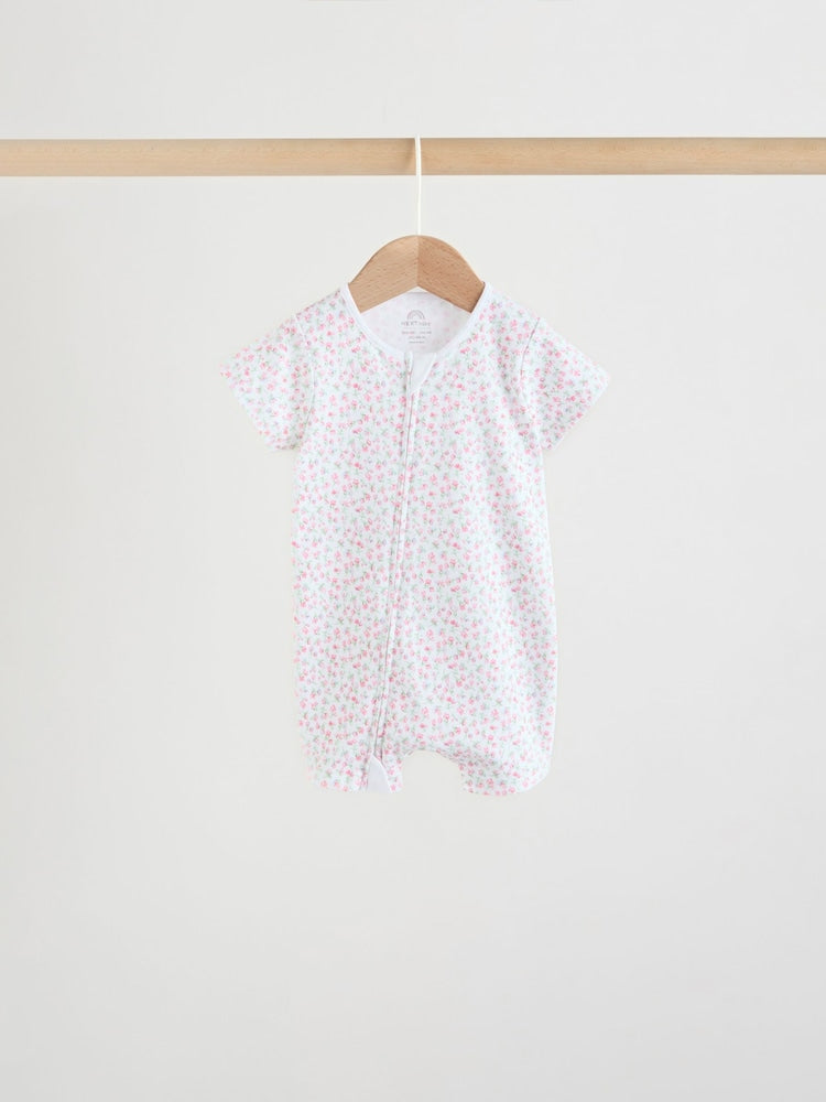 Pink Two Way Zip Baby Rompers 3 Pack (0mths-3yrs)