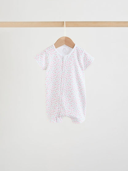 Pink Two Way Zip Baby Rompers 3 Pack (0mths-3yrs)