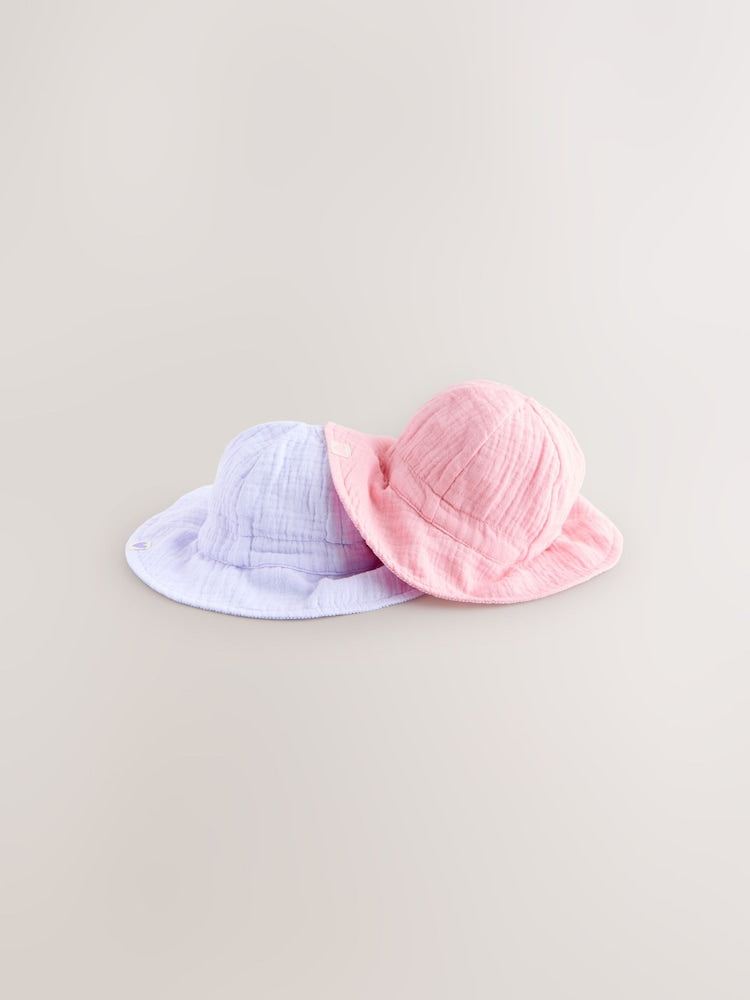 Pink/Purple Crinkle 2 Pack Baby Bucket Hat - Up To 3 Months (50 - 62cm)