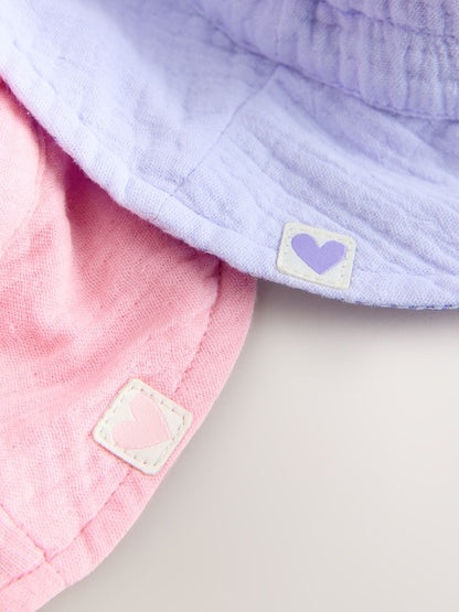 Pink/Purple Crinkle 2 Pack Baby Bucket Hat