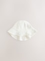 Ecru Woven Crinkle Baby Bucket Hat - Size 50cm (First Size)