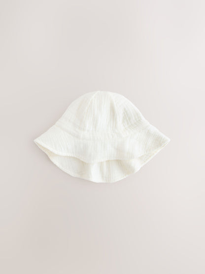 Ecru Woven Crinkle Baby Bucket Hat - Size 50cm (First Size) - Default 1