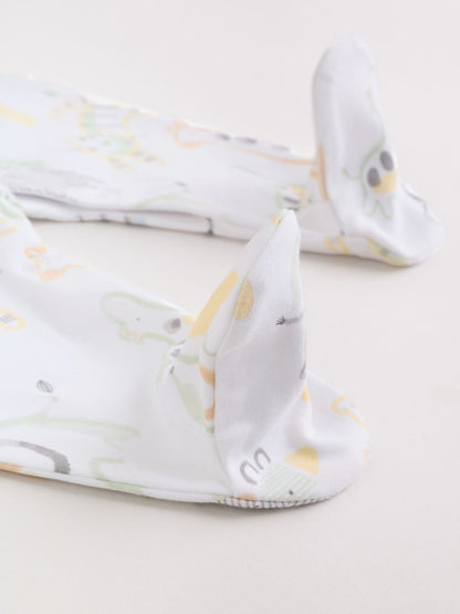 White Safari Baby Sleepsuits 3 Pack