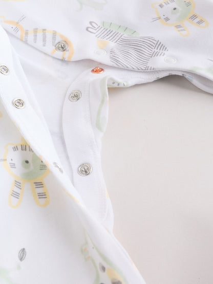 White Safari Baby Sleepsuits 3 Pack