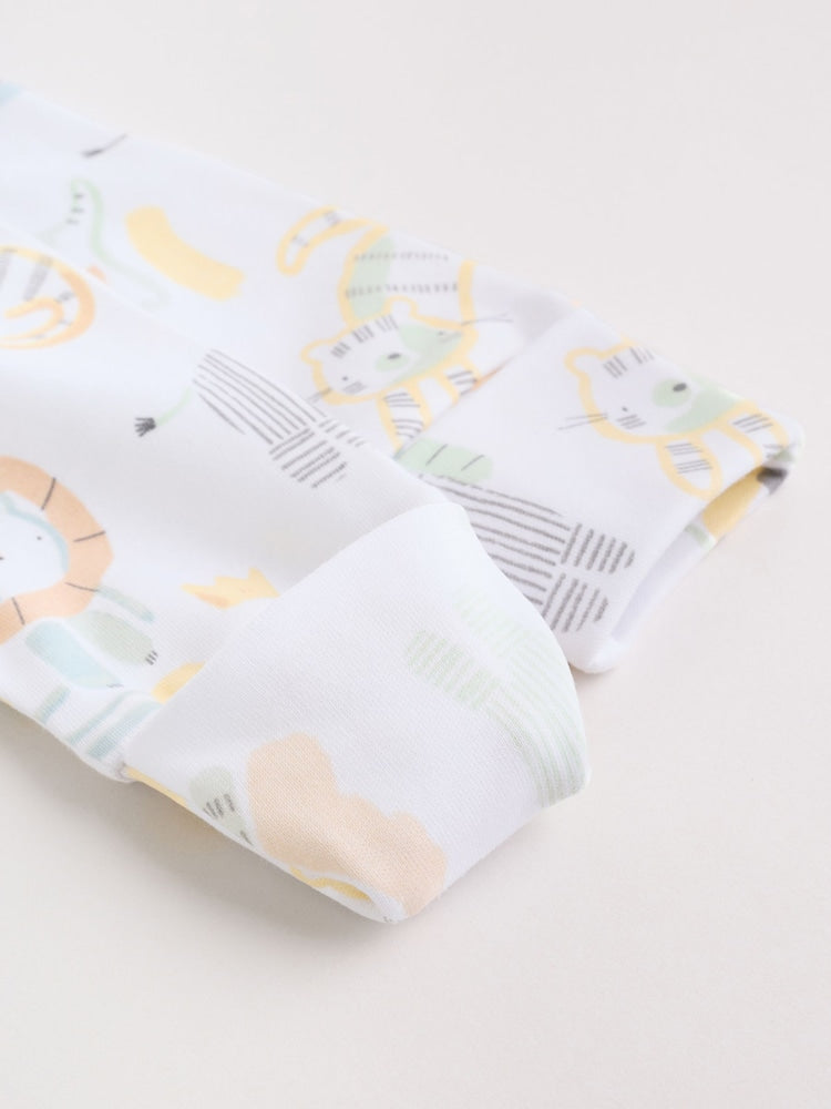 White Safari Baby Sleepsuits 3 Pack