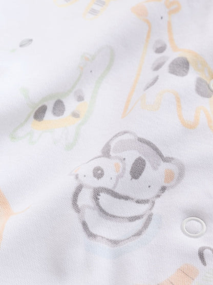 White Safari Baby Sleepsuits 3 Pack
