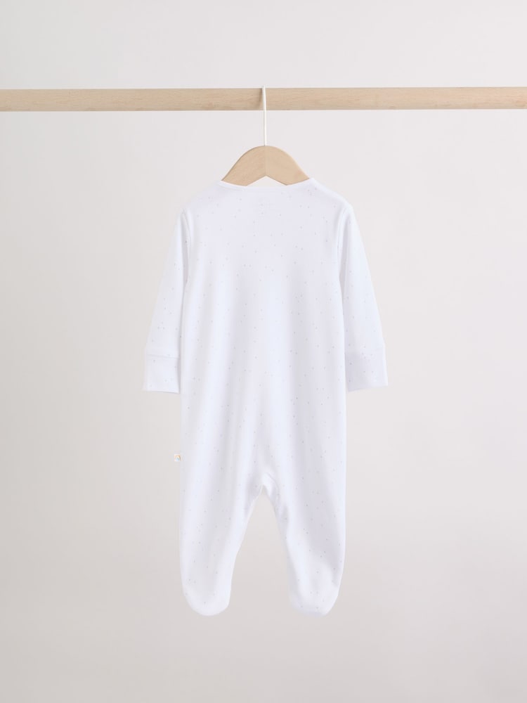 White Safari Baby Sleepsuits 3 Pack
