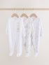 White Safari Baby Sleepsuits 3 Pack