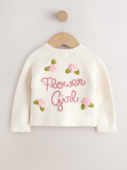 Ecru Flower Girl Occasion Cardigan (3mths-7yrs) - Size 3-6 Months (62-68cm)