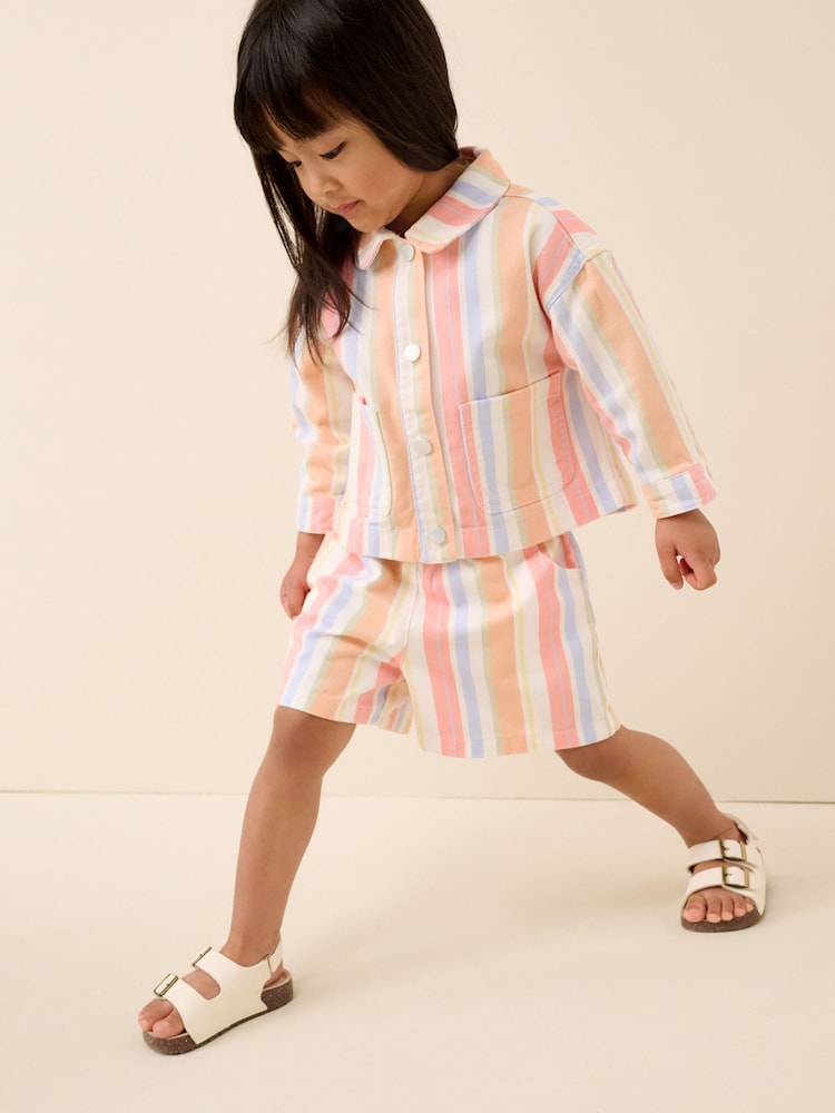 Multi Stripe Printed Jacket And Shorts Set (3mths-7yrs)