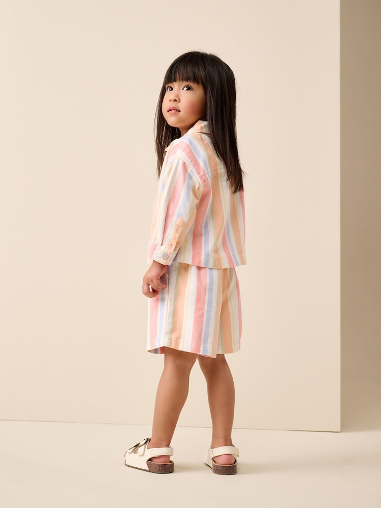 Multi Stripe Printed Jacket And Shorts Set (3mths-7yrs)