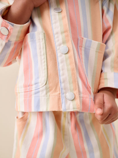 Multi Stripe Printed Jacket And Shorts Set (3mths-7yrs)