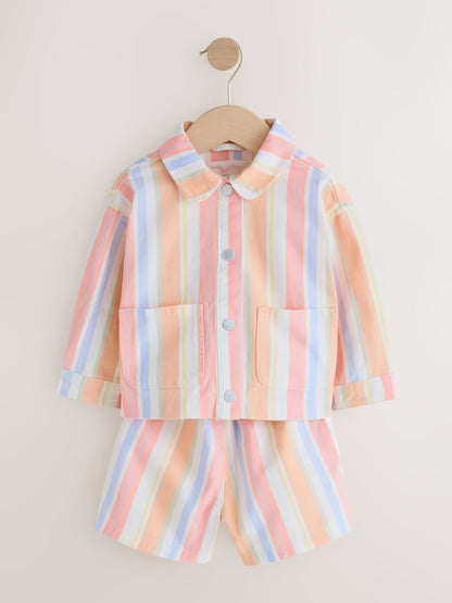 Multi Stripe Printed Jacket And Shorts Set (3mths-7yrs)