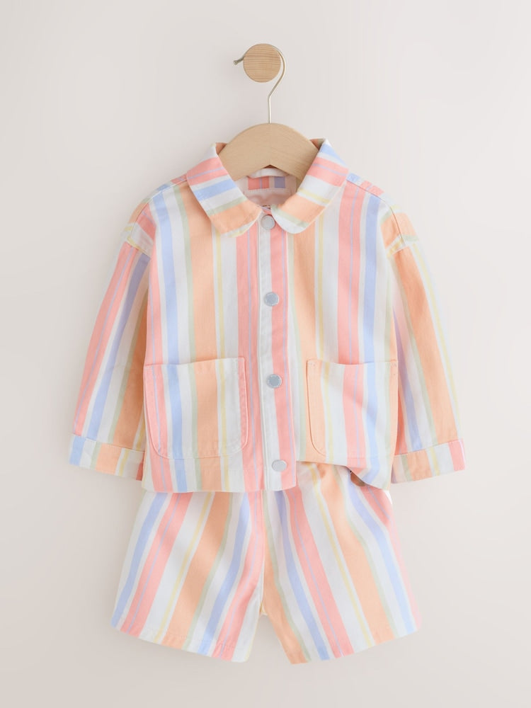 Multi Stripe Printed Jacket And Shorts Set (3mths-7yrs)