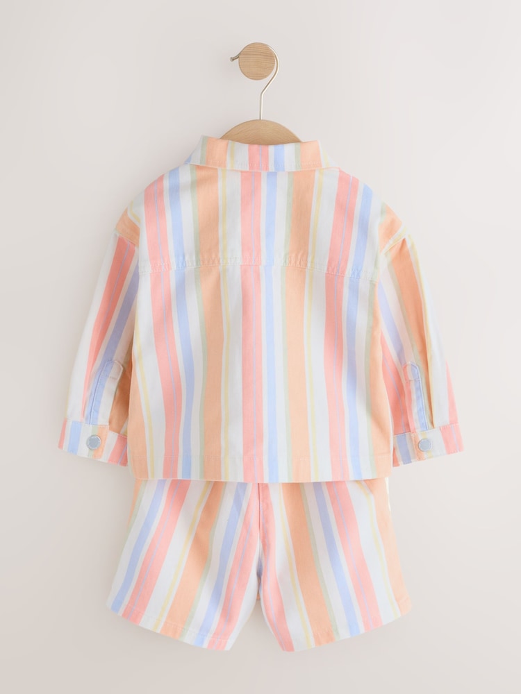 Multi Stripe Printed Jacket And Shorts Set (3mths-7yrs)