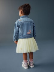 Mid Blue Denim Unicorn Embroidered Western Jacket (3mths-7yrs) - Size 3-6 Months (62-68cm)