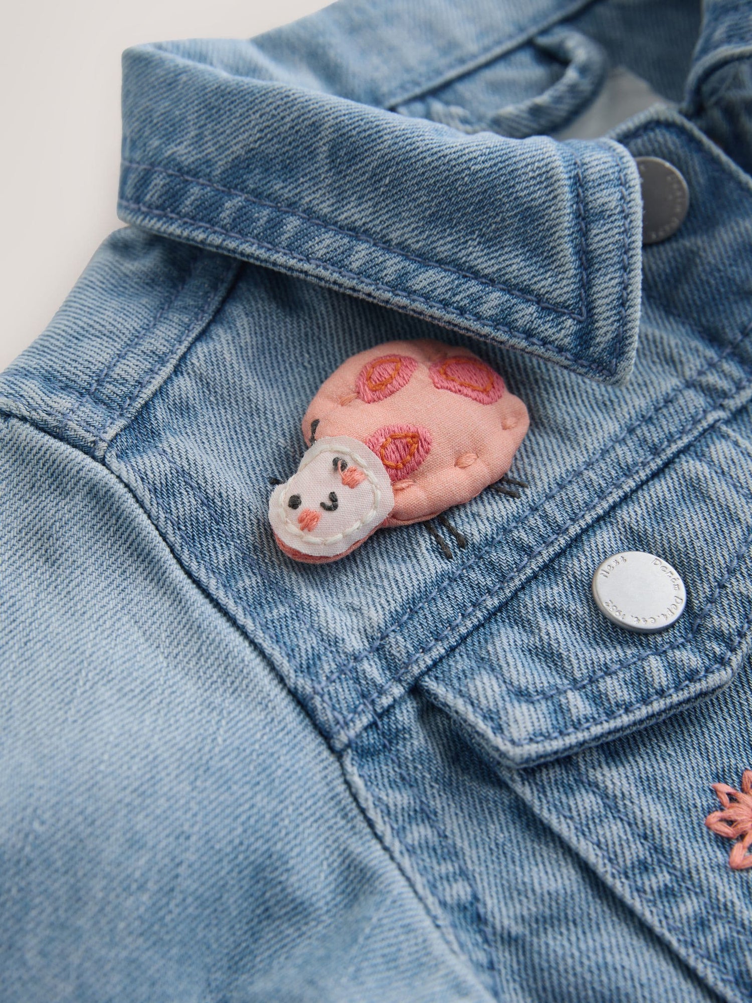 Mid Blue Denim Unicorn Embroidered Western Jacket (3mths-7yrs) - Size 3-6 Months (62-68cm)