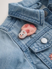 Mid Blue Denim Unicorn Embroidered Western Jacket (3mths-7yrs) - Size 3-6 Months (62-68cm)
