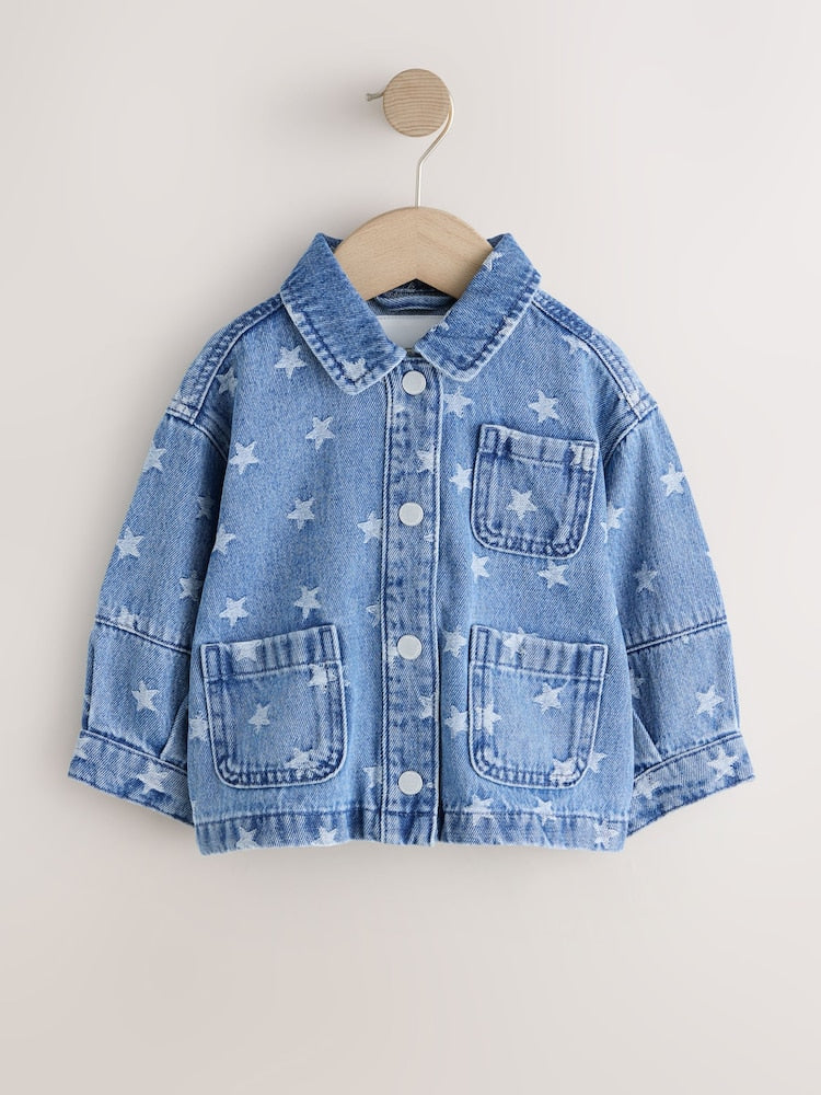 Dark Wash Star Jaquard Denim