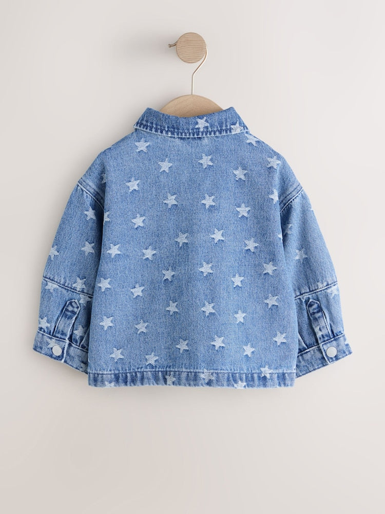 Dark Wash Star Jaquard Denim