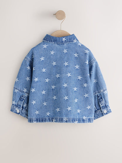 Dark Wash Star Jaquard Denim Jacket (3mths-7yrs) - Size 3-6 Months (62-68cm)