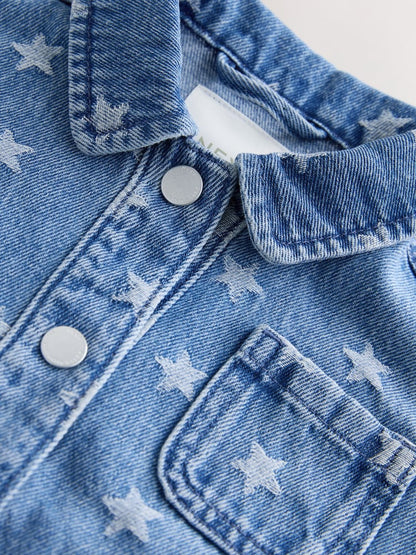 Dark Wash Star Jaquard Denim