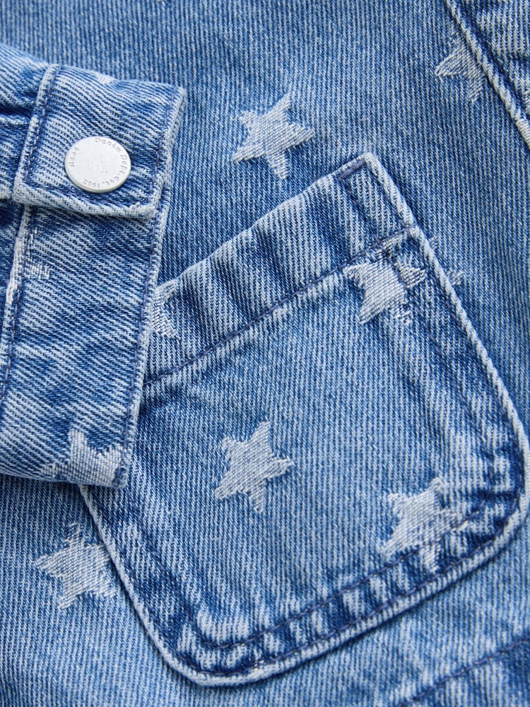 Dark Wash Star Jaquard Denim