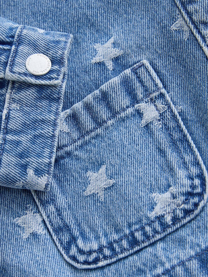 Dark Wash Star Jaquard Denim