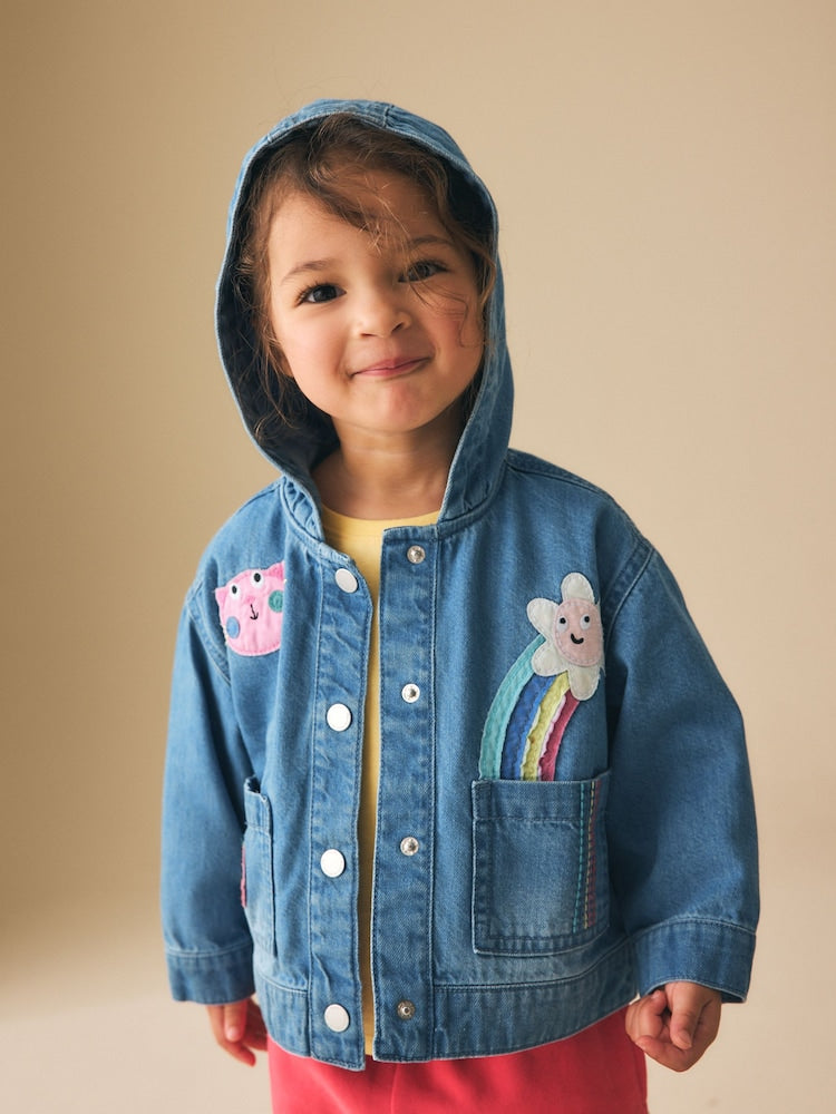 Mid Blue Embroidered Character Denim Jacket (3mths-7yrs)