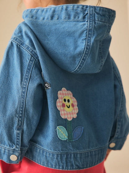 Mid Blue Embroidered Character Denim Jacket (3mths-7yrs)