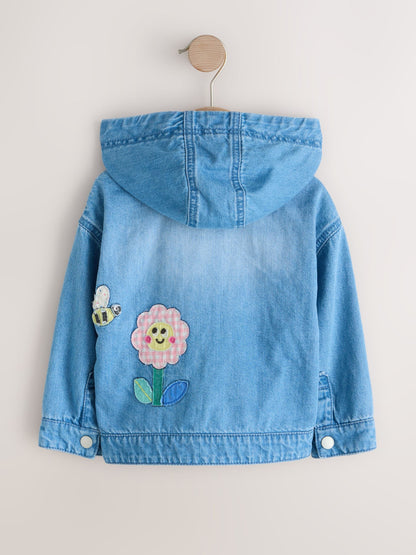 Mid Blue Embroidered Character Denim Jacket (3mths-7yrs) - Size 3-6 Months (62-68cm)