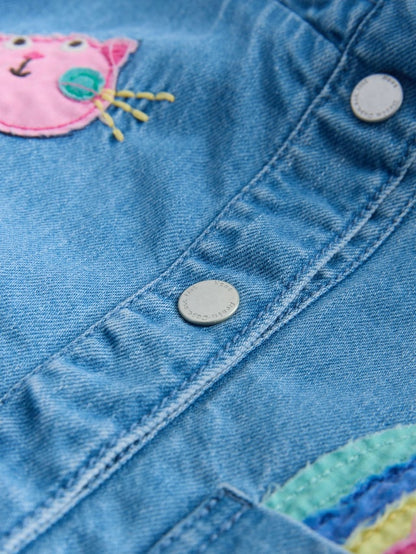 Mid Blue Embroidered Character Denim Jacket (3mths-7yrs) - Size 3-6 Months (62-68cm)