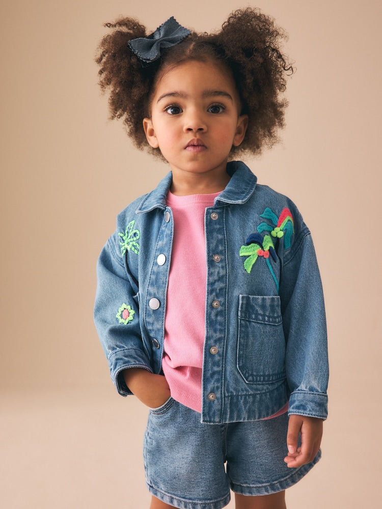 Tropical Embroidery Denim Jacket (3mths-7yrs)