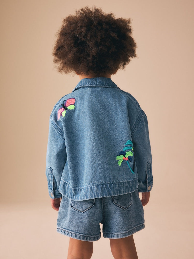 Tropical Embroidery Denim Jacket (3mths-7yrs)