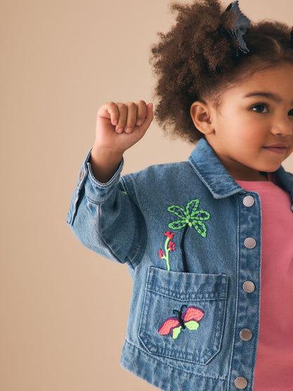 Tropical Embroidery Denim Jacket (3mths-7yrs)